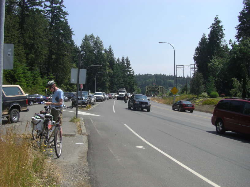 at a busy intersection just north of the Agate Passage Bridge