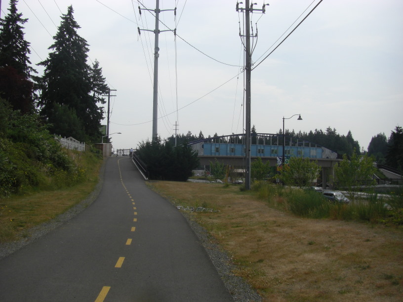 old Interurban route, now bike path, bridge approach for crossing US Hwy 99 aka, Aurora Boulevard