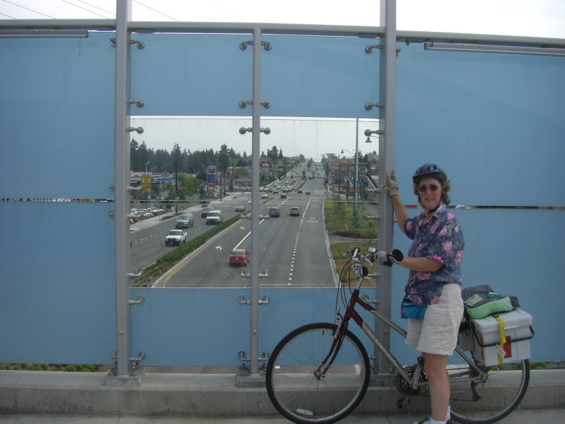 me on the bridge in full touring regalia, US 99 below